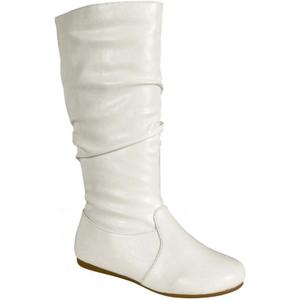 Wells Collection Womens Boots Soft Slouchy Flat to Low Heel Under Knee High, White, 8