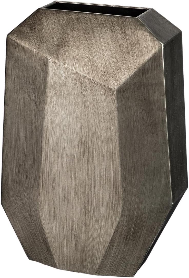 16" Tall Geometric Vases, Home Dcor Silver Modern Rectangular Vases with Angular Front and Back, Contemporary Industrial Metal Vases for Office Home Resto Caf Decoration