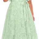 Pinup Fashion Plus Size Dresses for Wedding Guest - 2025 Cocktail Semi Formal Summer Wrap V Neck Maxi Dress (Sage Green)