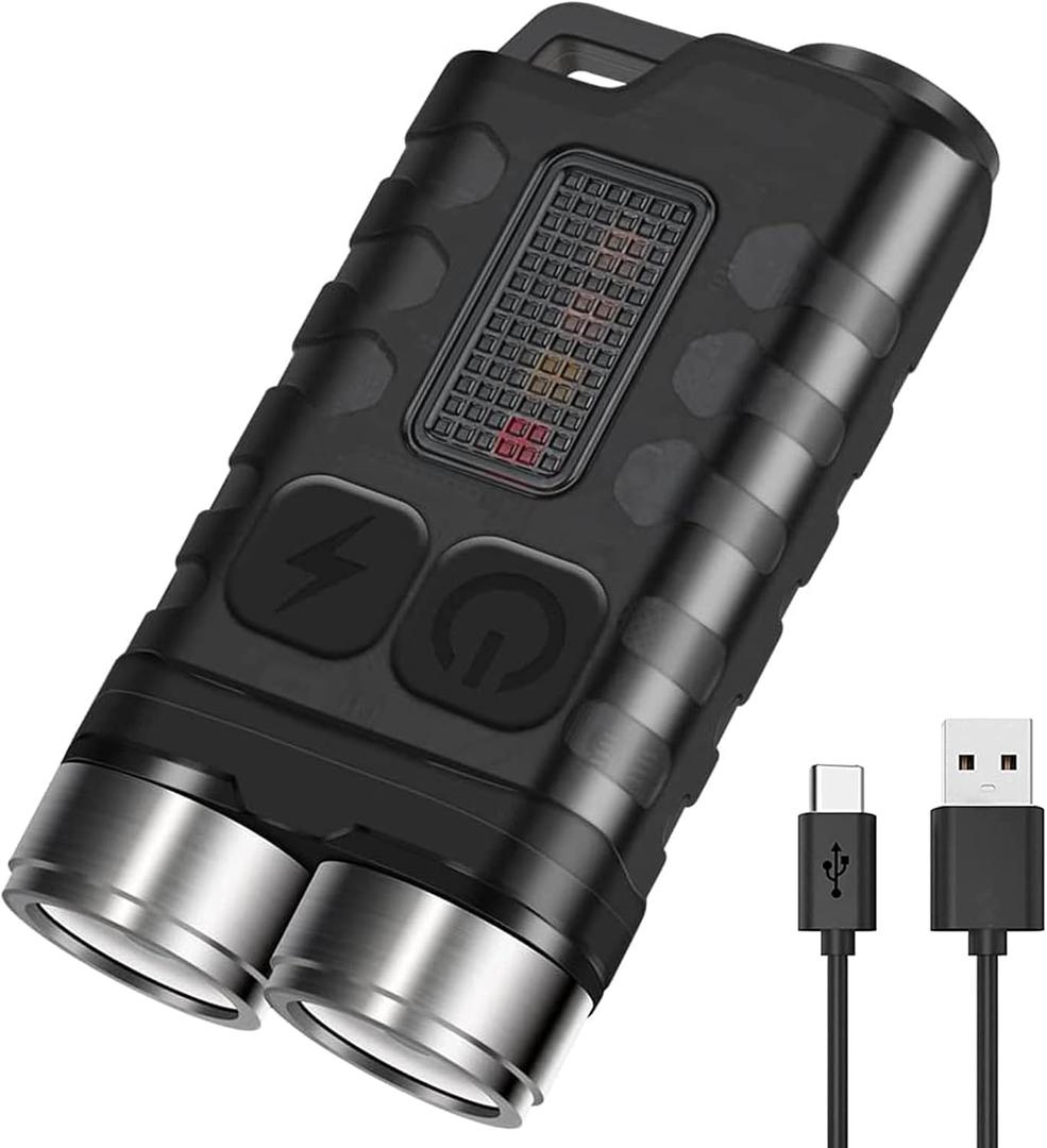 BORUIT V3 Small Powerful EDC Flashlight with Red UV Blue Light,High Lumens 900LM USB-C Rechargeable Mini Pocket Keychain Flashlight-12 Modes,IP65 Waterproof,Tail Magnet(Black)