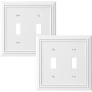 DEWENWILS White Light Switch Cover, Metal Toggle Light Switch Wall Plate, 2-Pack