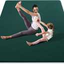 YOTTOY Large Yoga Mat (75 * 52 * 1/2inch), Extra Wide TPE Exercise Mat, Non-Slip Workout Mat for Pilates, Fitness, Barefoot, Home Gym Studio with Strap and Towel (Green)