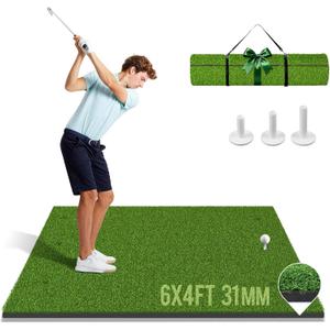 Golf Hitting Mat 3x5/4x4/5x4/6x4FT, Thick Durable Turf & Foam Base