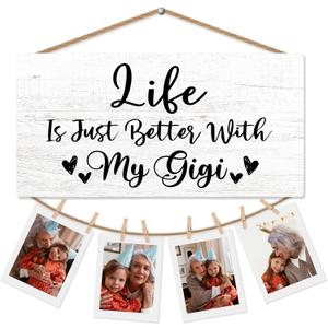 Gigi Gifts Picture Frame Photo Holder for Wall, Birthday Gifts for Nana Grandma, Thank You Grandmother Gift from Grandchildren Grandkids Hanging Photo Display