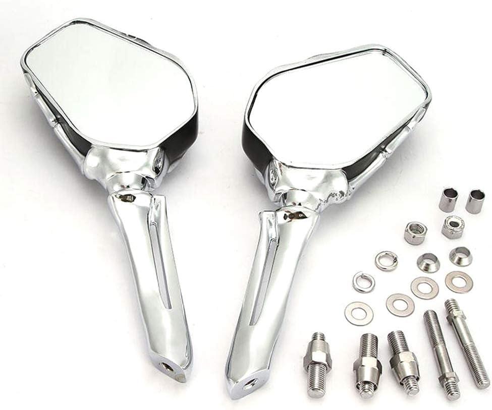 Motorcycle Universal Skull all aluminum alloy Skeleton Rear View Mirrors Fit For Suzuki Intruder Volusia Boulevard/Yamaha V-Star/Honda Shadow 750 1100 VTX VS (Chrome)