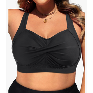 Daci Women Plus Size Push up Bikini Top Only Full Coverage Swimsuit Tops Twist Front Bathing Suit Bra for Large Bust, 22W