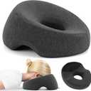 Face Down Adjustable Memory Foam Pillow with 2 Air Vents - Stomach Sleep & Post-Eye Surgery Headrest with Massage Cushion for Recovery (Dark Gray, Medium)