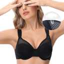 Minimizer Bras for Women Full Coverage Plus Size T-Shirt Bra with Underwire Support for Heavy Breast Black 38E (Black)