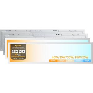 1x4 LED Flat Panel Light,Selectable 5CCT,0-10V Dimmable,5200LM,4Pack | Recessed Mount,3000K/3500K/4000K/5000K/6500K,20W/25W/30W/35W/40W, 1x4FT LED Drop Ceiling Fixture for Office,School,ETL Listed