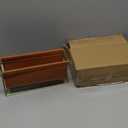 MyGift 10 Inch Mid Century Caramel Leatherette Mail Sorter Letter Holder Rack with Brass Tone Metal Frame, Faux Leather Sling Style Office Desk Card Envelope Organizer Stand