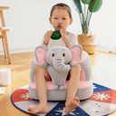 Baby Support Seat, Cute Baby Sofa Chair for Sitting Up, Comfy Plush Infant Seats (Gray Elephant, W17.5 x H17.5)