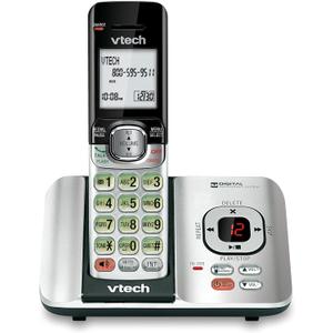VTech CS6529 1-Handset Cordless Phone with Answering Machine, Caller ID/Call Waiting, DECT 6.0 Expandable, Handset Speakerphone, Silver/Black