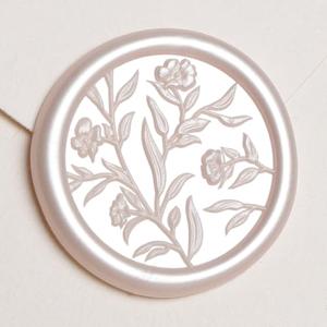 UNIQOOO Wax Seal Stickers - 3D Floral Wedding Invitation Envelope Seal Sticker, 50 Pcs Flower Self- Adhesive Champagne Stickers, Perfect for Invitation, Christmas, Gift Wrapping
