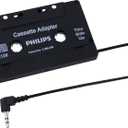 PHILIPS Universal Cassette Adapter with 3.5mm Audio Jack, Black (2 Pack)