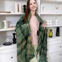 Green Plaid Throw Blanket for Couch,50"X60" Super Soft Cozy Warm Home Decorative Throws with Tassels for Bed Sofa Picnic