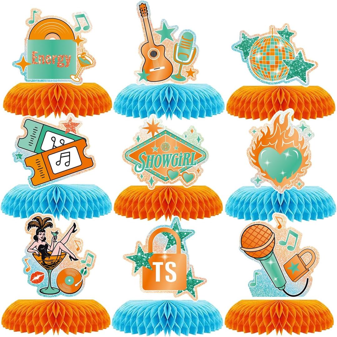 9Pcs Showgirl Theme Honeycomb Centerpieces Decor, The Life of Birthday Girl Tables Party Decorations In My Showgirl Era Bday Honeycomb Centerpiece for Showgirls Disco Birthday Baby Shower Bachelorette