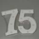 Pooqla Decorative Led Light Up Number Letters, White Plastic Marquee Number Lights Sign for 75th Birthday Party Wedding Decor Battery Operated Number (75)