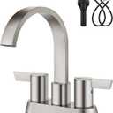 Aolemi Bathroom Faucets for Sink 3 Hole,4 Inch Centerset Waterfall Faucet 2 Handle for Bathroom Sink with Pop-Up Drain and Supply Lines Brushed Nickel