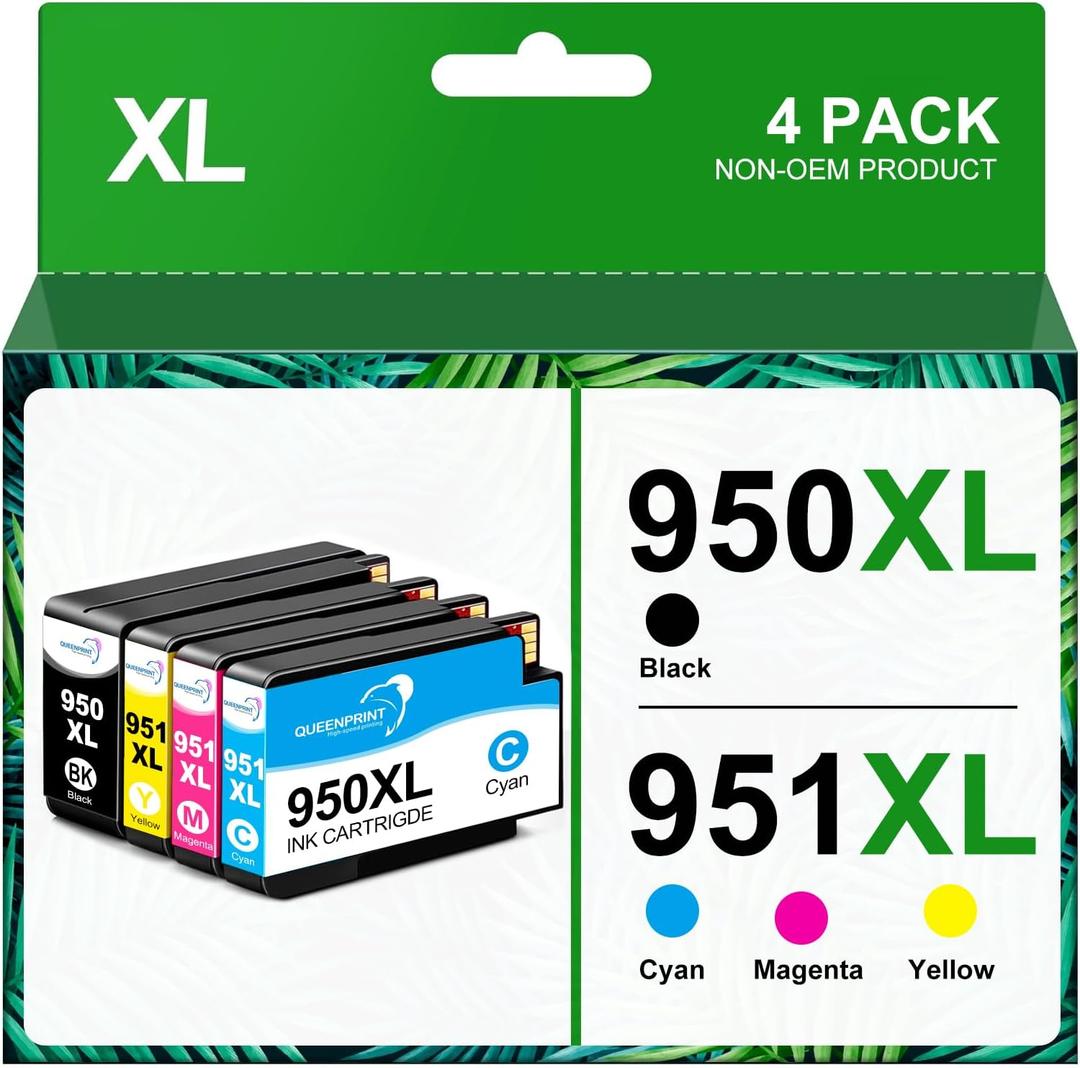 950 XL 951 XL Combo Compatible for 950XL 951XL Ink Cartridge Replacement for OfficeJet Pro 8600 8610 8620 8100 8630 8660 8640 8615 76DW 251DW (Black, Cyan, Magenta, Yellow)