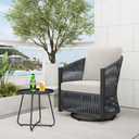Yechen 2 Pieces Patio Bistro Set  Outdoor Hand Woven Rope Furniture with 360 Swivel Rocking Base, High Back PE Rattan Conversation Set with Metal Side Table for Deck, Porch, Backyard, Balcony (Grey)