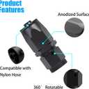 2 x AN8 Braided Straight Hose End Fitting 0 Degree Swivel for Nylon Aluminum Black 2PCS