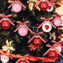24PCS Ball Ornaments, 2.36 Inches Red Pink White Ball Shaped Ornaments, Cute Ball Hanging Baubles Decorations for Tree Love Day Wedding Christmas Party Supplies