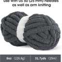 MABOZOO Chunky Yarn for Crocheting 8 Pack,Charcoal Grey Fluffy Jumbo Chenille Yarn,Soft Plush Yarn Bulky,Giant Thick Fuzzy Yarn for Hand Knitting or Arm Knitting (31.7 yds,8 oz Each Skein)