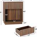 Fluted Nightstands Set of 2, Modern Bedside Table with Storage Drawer and Open Wood Shelf, Wood End Table Mid Century Night Stands for Bedroom Living Room Sofa Couch Office Walnut Brown, 24 inches x 19 inches x 12 inches