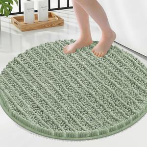 Smiry Bathroom Rugs Mat Round 24x24, Soft Absorbent Chenille Bath Rugs, Non Slip Rubber Backing Machine Washable Quick Dry Bath Mats for Bathroom Floor, Tub, Shower, Home Accessories, Sage Green