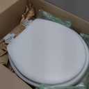 Soft Elongated Vinyl Toilet Seat, White - 19 Inch Soft Vinyl Cover with Comfort Foam Cushioning - Fits All Elongated Size Fixtures - Easy to Install Fantasia by Achim Home Decor