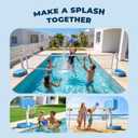 Pool Volleyball Net&Pool Basketball Hoop 2 in 1,Pool Volleyball Net for Inground pools,Pool Basketball Hoop Poolside with Base&StandIncludes 3 Balls/2 Base/Pump, Summer Outdoor Pool Games for Adults
