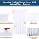6 Packs Round Cocktail Table Skirt 32"x 43" Spandex Stretch Cocktail Tablecloth with Wavy Drapes, White Spandex Fitted High Top Table Covers for Wedding Bar Party Birthday Banquet Tables