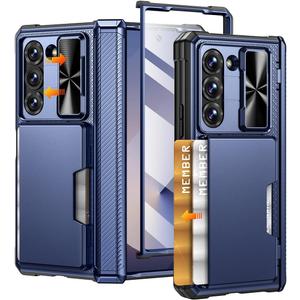 Caka for Galaxy Z Fold 6 Case with Card Holder Wallet & Slide Camera Cover & Screen Protector & Hinge Protection, Dual Layer PC & TPU Heavy Duty Rugged Phone Case for Samsung Galaxy Z Fold 6, Blue Caka for Galaxy Z Fold 6 Case with Card Holder Wallet & Slide Camera Cover & Screen Protector & Hinge Protection, Dual Layer PC & TPU Heavy Duty Rugged Phone Case for Samsung Galaxy Z Fold 6, Blue