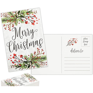 48 Pack Cute Woodland Cards with Envelopes 4x6 inch, Merry Xmas Themed Design, Festive Xmas Note Cards to Write Personalized Holiday Greetings for Loved Ones