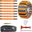 Fohil 8 Pack Snow Chains, Adjustable Portable Tire Chains for Car Truck SUV, Universal Thickened Emergency Snow Tyre Chains (Tire Width 245-285mm)