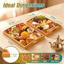 Bamboo Serving Tray Set of 2 with Handles, Nesting Wooden Serving Trays for Food & Drinks, Coffee Table Ottoman Tray for Living Room Decor, Large 16.9" x 12.7" x 1.5" & Small 15.6" x 11.7" x 1.5"