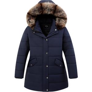 Women's Plus Size Parka Down Coat | Detachable Hood, Windproof, Waterproof, Winter Comfort, 1X, Navy