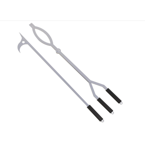 40in Fire Tongs and Fire Poker Set Stainless Steel | Firepit Tools Set Large Log Grabbers for Outdoor Fire Pit Bonfire Campfire Backyard Deck Indoor Fireplace Tools Set