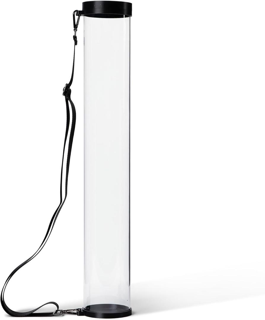 Clear Poster Tube with Strap for Concerts & Festivals, Wide-Diameter Polycarbonate, 3.75" Inner Diameter, 25" Length, Holds 5+ Prints