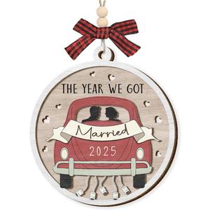 3 x Wedding Gifts for Couples 2025 - Double Layers Mr and Mrs Wood Ornaments, Bridal Shower Gifts for Bride and Newlyweds, Engagement Couple, Just Married Ornament