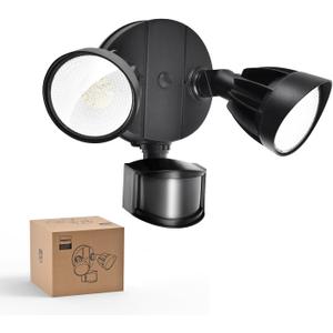 Philips 44W 4200 lm LED Security Light Outdoor w/PIR Motion Sensor, 5000K Daylight Flood Light, Waterproof, Dusk to Dawn, 2 Heads, 4 Modes (Black)