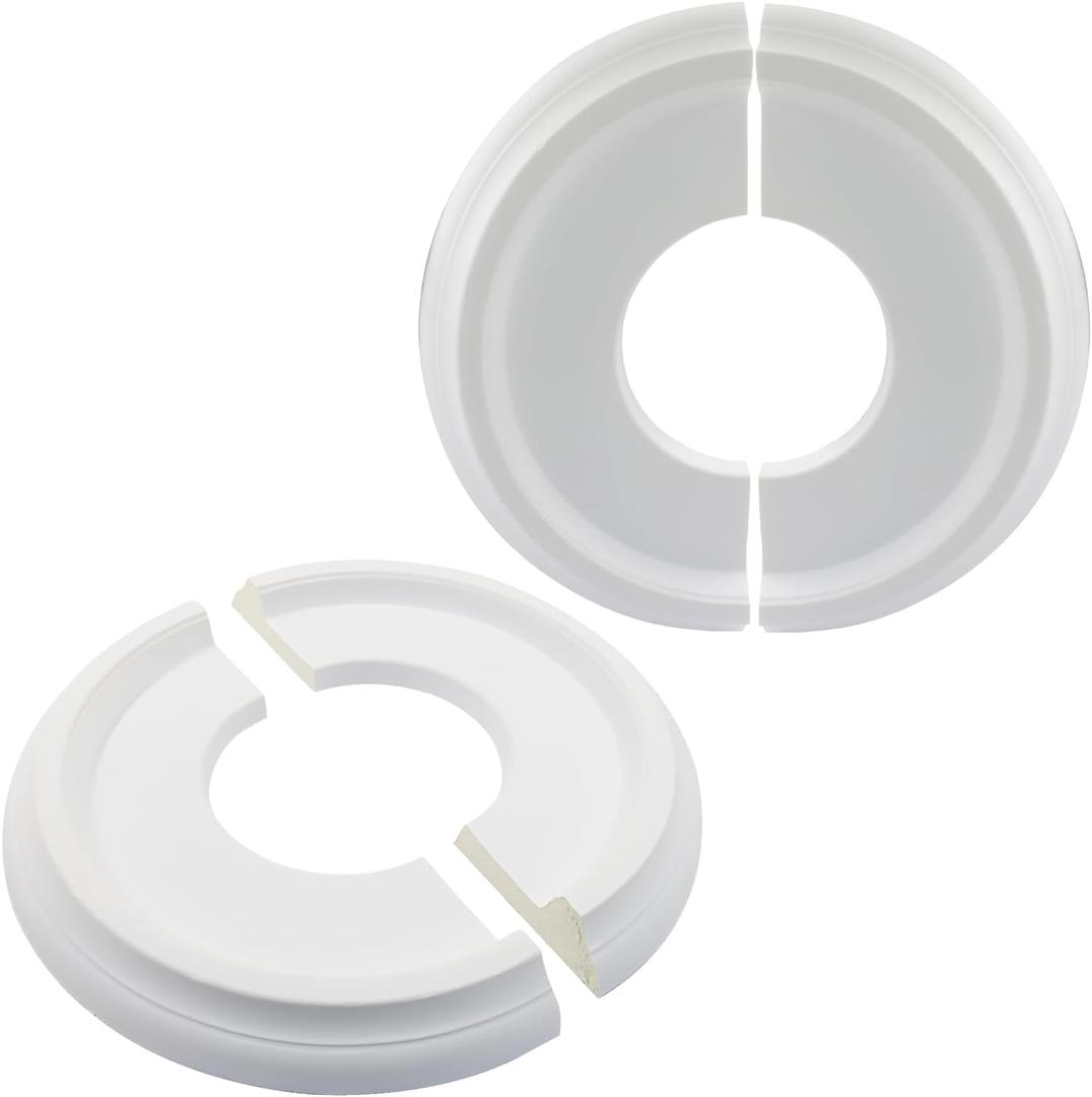 Piutouyar White Split Ceiling Medallion, 2 Pcs 10" OD x 4" ID PU Ceiling Light Covers Plate Molded Fixtures Round Medallions for Light Fixtures and Ceiling Fans Medallion