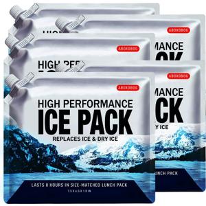 Reusable Ice Packs for Coolers Long Lasting Gel Freezer Packs for Cooler Bag Lunch Box, Keeps Food Cold Fresh (5 Pack, S(6.5"x7.5"))