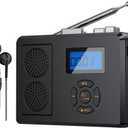 Portable Cassette Tape Player, FM Radio/USB Player/MP3 Digital Converter, Built-in Dual Stereo Speaker & Rechargeable Battery, LCD Display with Headphone Jack