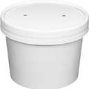GUSTO 8 oz. White Paper Food Containers with Vented Lids [25 Count] To Go Hot Soup Bowls, Disposable Ice Cream Cups, Ideal for Hot and Cold Foods - (Formerly Comfy Package)