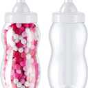 Tessco for you 2 Pcs 15 Inch Big Baby Shower Bottle for Baptism Game Large Jumbo Plastic Baby Shower Bottle Piggy Candy Bank for Girl Boy Kids Party Favor (White)