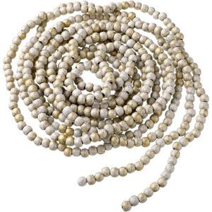 16 Feet Christmas Wood Bead Garland Wooden Bead Garland for Christmas Tree Holiday Decoration (Gold, White)