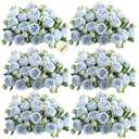 ASTRYAS 8Pcs Peonies Artificial Flowers, Blue Peony Bridal Artificial Peonies, Silk Peony Flowers Fake Artificial Flowers Bouquet for Centerpiece Table Wedding Party Home Decor- Light Blue