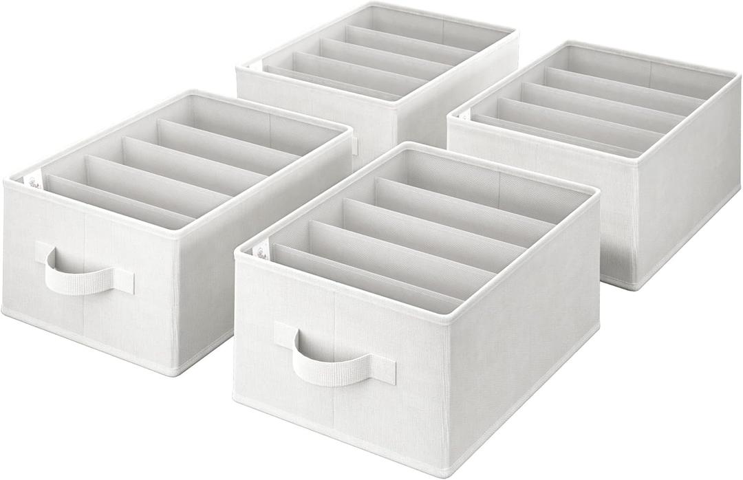 GRANNY SAYS Wardrobe Clothes Organizer, Drawer Organizers for Clothing, Closet Organizers and Storage, Organizer for Drawer, Pants, Jeans, T Shirt, Beige, 4-Pack