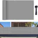 Bynbbur 2.5' x 50' Grey Balcony Privacy Screen Apartment Deck Railing, Mesh Fencing Cover Lattice Panels for Outside, UV Block Shade Cloth with Grommets for Patio Backyard Porch